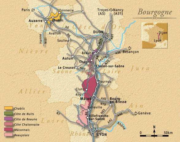 kaart bourgogne